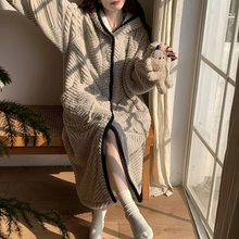 Load image into Gallery viewer, Plush Hooded Robe with Button Closure