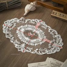Load image into Gallery viewer, Elegant Embroidered Lace Round Tablecloth with Matching Napkins and Coasters for Dining and Events