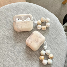 Load image into Gallery viewer, Marble Texture AirPods Case with Metal Keychain and Pearl Accent