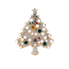 Load image into Gallery viewer, Christmas Rhinestone Tree Brooch Pin for Women and Men