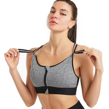 Load image into Gallery viewer, Adjustable Zip-Front Sports Bra with Underwire Support and Push-Up Design