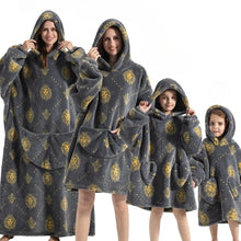 Load image into Gallery viewer, Oversized Hoodie Blanket with Pumpkin Pattern and Fleece Flannel Blend, Machine Washable