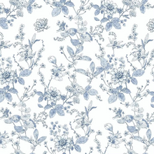 Load image into Gallery viewer, Blue Floral Peel and Stick Botanical Wallpaper