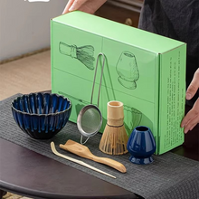 Load image into Gallery viewer, Japanese Matcha Tea Ceremony Set with Bamboo Whisk, Scoop, and Ceramic Bowl