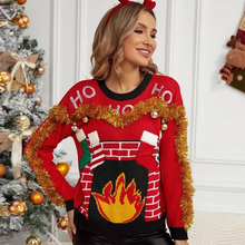 Load image into Gallery viewer, Cozy Red Knit Christmas Hoodie for Women