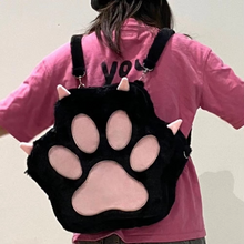 Load image into Gallery viewer, Cat Paw Furry Backpack Purse with Adjustable Straps and Zipper for Women and Girls