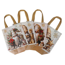 Load image into Gallery viewer, Christmas Santa Claus Non-Woven Gift Tote Bags with Handles, Festive Reusable Gift Packaging, Set of 4–12