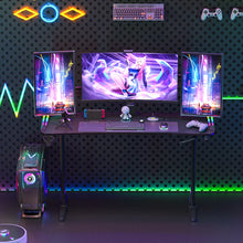 Load image into Gallery viewer, Adjustable Height Gaming Desk, Computer Standing Desk with RGB LED Lights, Black