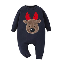 Load image into Gallery viewer, Cozy Christmas Elk Embroidered Baby Sweatshirt Romper