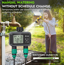Load image into Gallery viewer, Dual-Zone Sprinkler Water Timer with Smart Scheduling & LCD Display