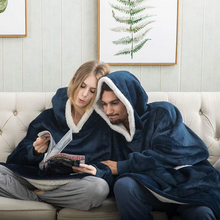 Load image into Gallery viewer, Ultra Soft Fleece and Wool Hooded Blanket for Cozy Home Comfort