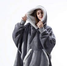 Load image into Gallery viewer, Ultra Soft Fleece and Wool Hooded Blanket for Cozy Home Comfort