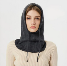 Load image into Gallery viewer, Women’s Cashmere Knit Winter Hat with Adjustable Hood