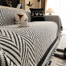 Load image into Gallery viewer, Chevron Herringbone Tassel Couch Cover Throw Blanket