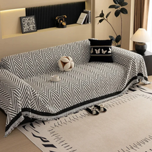 Load image into Gallery viewer, Chevron Herringbone Tassel Couch Cover Throw Blanket