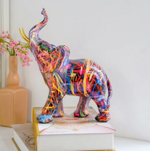 Load image into Gallery viewer, Artistic Elephant Figurine Graffiti Style Home Decor