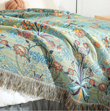 Load image into Gallery viewer, Wild Petal Cotton Reversible Throw Blanket