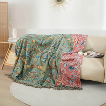 Load image into Gallery viewer, Wild Petal Cotton Reversible Throw Blanket
