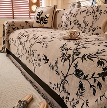 Load image into Gallery viewer, Chenille Couch Cover Floral Jacquard Sofa Throw with Tassels