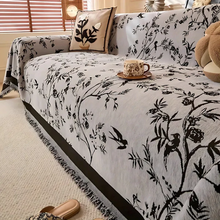 Load image into Gallery viewer, Chenille Couch Cover Floral Jacquard Sofa Throw with Tassels