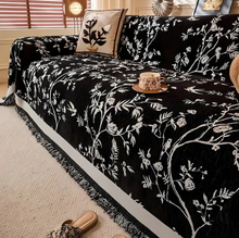 Load image into Gallery viewer, Chenille Couch Cover Floral Jacquard Sofa Throw with Tassels