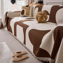 Load image into Gallery viewer, Chenille Couch Cover Double-Sided Boho Jacquard Design