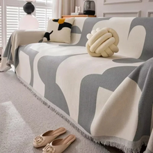 Load image into Gallery viewer, Chenille Couch Cover Double-Sided Boho Jacquard Design
