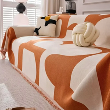 Load image into Gallery viewer, Chenille Couch Cover Double-Sided Boho Jacquard Design