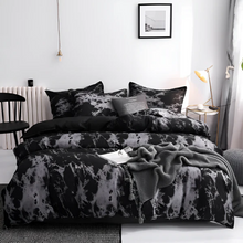 Load image into Gallery viewer, Luxe Black Marble Quilt Cover Set, 3 Piece Microfibre Bedding