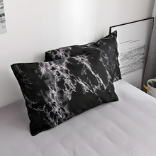 Load image into Gallery viewer, Luxe Black Marble Quilt Cover Set, 3 Piece Microfibre Bedding