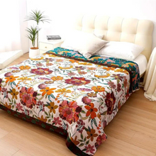 Load image into Gallery viewer, Charm Floral Blanket Throw, 100% Cotton Reversible Coverlet