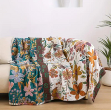 Load image into Gallery viewer, Charm Floral Blanket Throw, 100% Cotton Reversible Coverlet