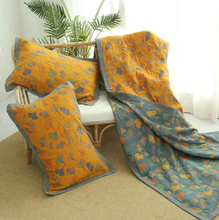 Load image into Gallery viewer, Ginkgo Leaf Embroidered Cotton Pillowcases, Soft Breathable Cotton