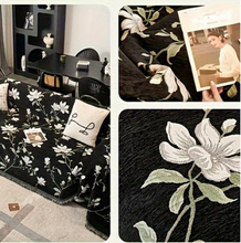 Load image into Gallery viewer, Vintage Floral Chenille Couch Cover with Tassel Detail