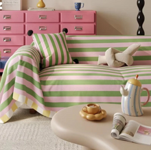 Load image into Gallery viewer, Pastel Striped Couch Cover, Soft Microfiber Dustproof Protector
