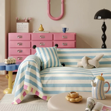 Load image into Gallery viewer, Pastel Striped Couch Cover, Soft Microfiber Dustproof Protector