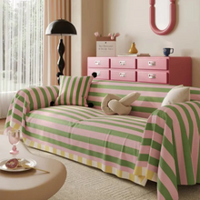 Load image into Gallery viewer, Pastel Striped Couch Cover, Soft Microfiber Dustproof Protector