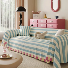 Load image into Gallery viewer, Pastel Striped Couch Cover, Soft Microfiber Dustproof Protector