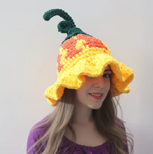 Load image into Gallery viewer, Hand Crocheted Pointed Wizard Hat with Floral Pattern for Women in Three Colors