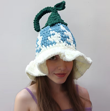Load image into Gallery viewer, Hand Crocheted Pointed Wizard Hat with Floral Pattern for Women in Three Colors
