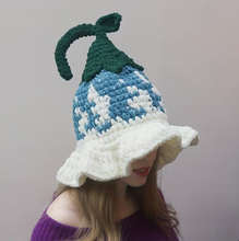 Load image into Gallery viewer, Hand Crocheted Pointed Wizard Hat with Floral Pattern for Women in Three Colors