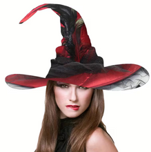 Load image into Gallery viewer, Vintage Style Witch Hat with Attached Sheer Veil and Adjustable Sizing Band