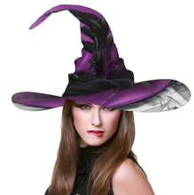 Load image into Gallery viewer, Vintage Style Witch Hat with Attached Sheer Veil and Adjustable Sizing Band