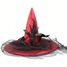 Load image into Gallery viewer, Vintage Style Witch Hat with Attached Sheer Veil and Adjustable Sizing Band