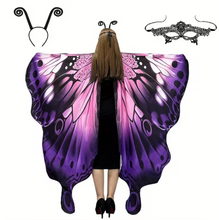 Load image into Gallery viewer, Printed Butterfly Wing Shawl and Matching Headband for Costumes