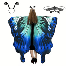 Load image into Gallery viewer, Printed Butterfly Wing Shawl and Matching Headband for Costumes