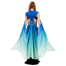 Load image into Gallery viewer, Full Length Tulle Cloak with Hood and Off Shoulder Capelet
