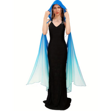 Load image into Gallery viewer, Full Length Tulle Cloak with Hood and Off Shoulder Capelet