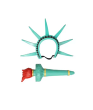 Load image into Gallery viewer, Statue Costume Set with Green Robe and Torch Headband for Women