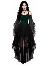 Load image into Gallery viewer, Gothic Witch Costume Dress with Butterfly Sleeves and Mesh Fabric
